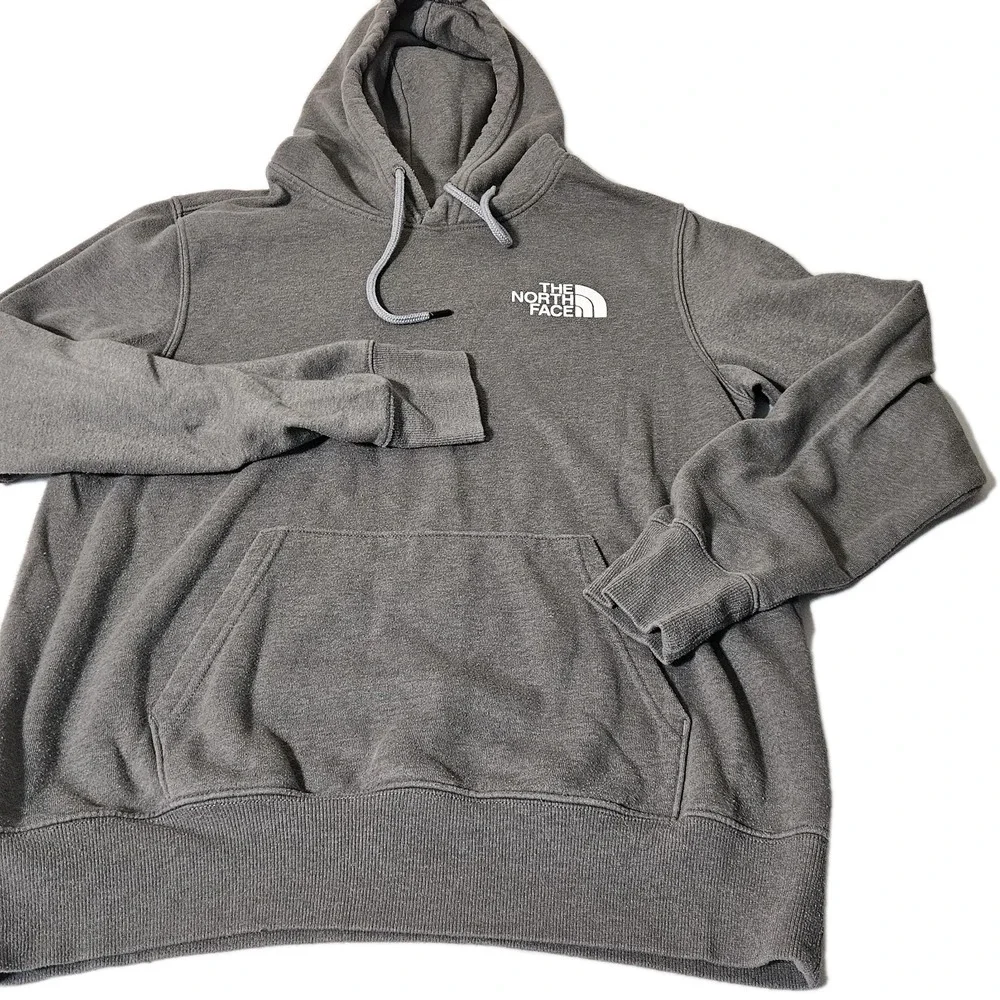 The North Face Men's M  Knit Pullover Hoodie Gray Thermal Cotton Blend EUC - Picture 3 of 8